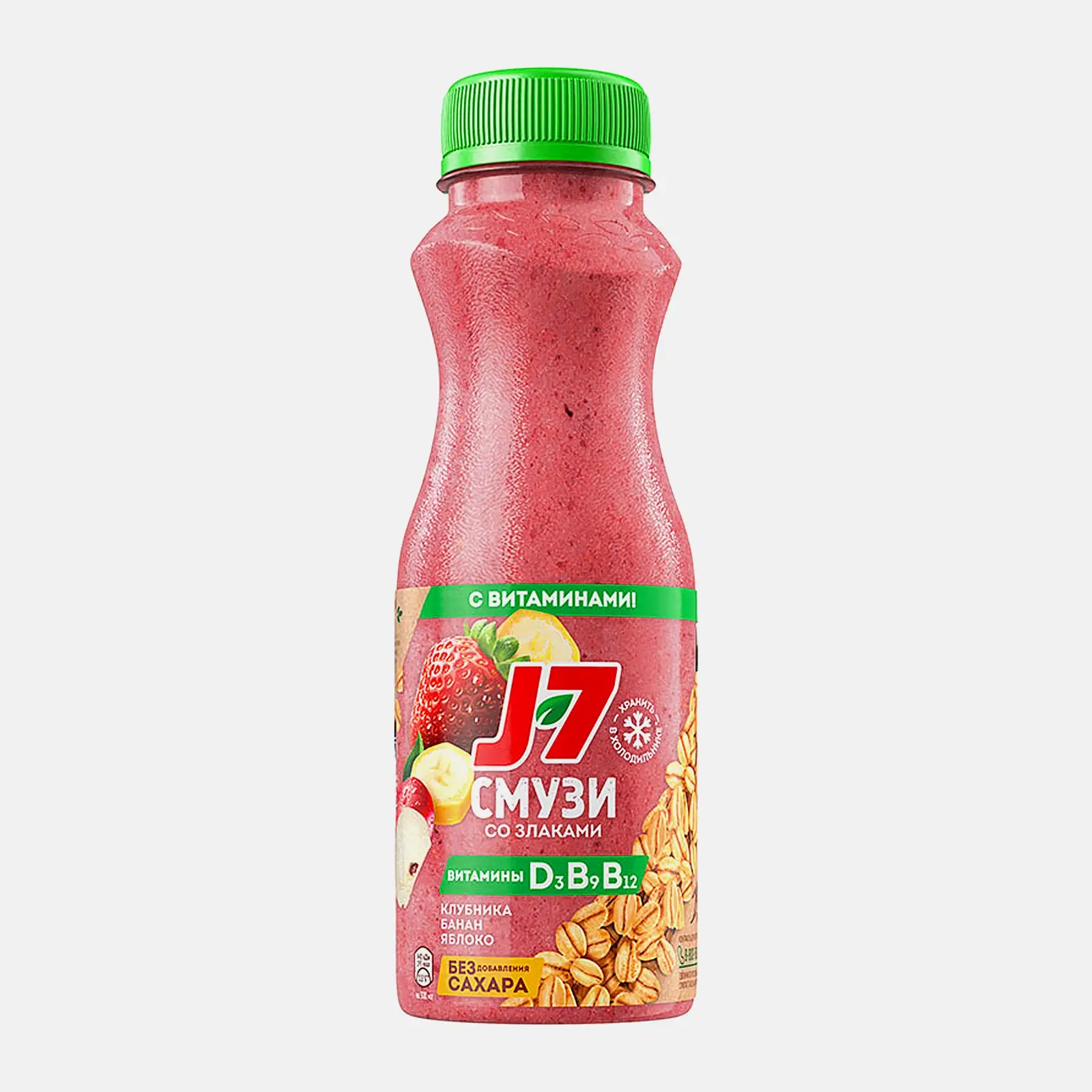 Изображение товара Смузи клубника-банан-яблоко со злаками и витаминами J7 300мл