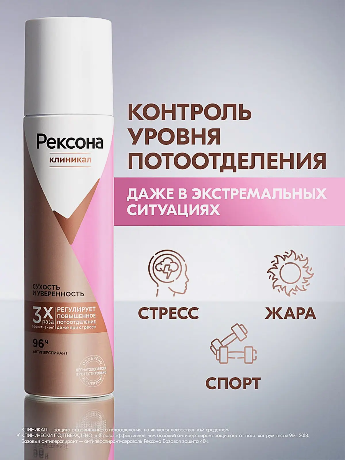 Антиперспирант Рексона Клиникал Сухость и уверенность аэрозоль 150мл