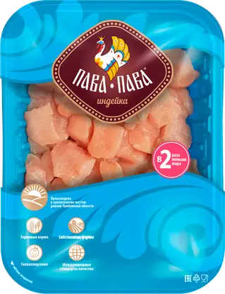 Изображение товара Кубики из филе грудки индейки Пава Пава 400г