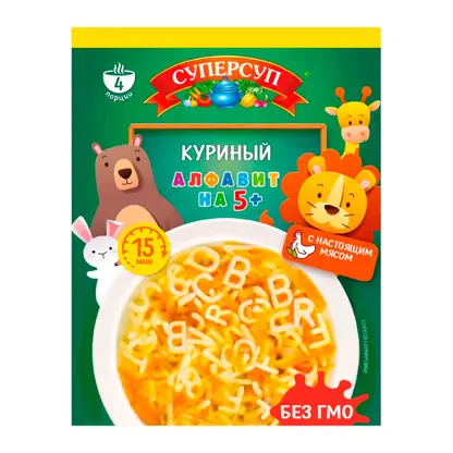 Изображение товара Суп куриный Суперсуп Алфавит 70г