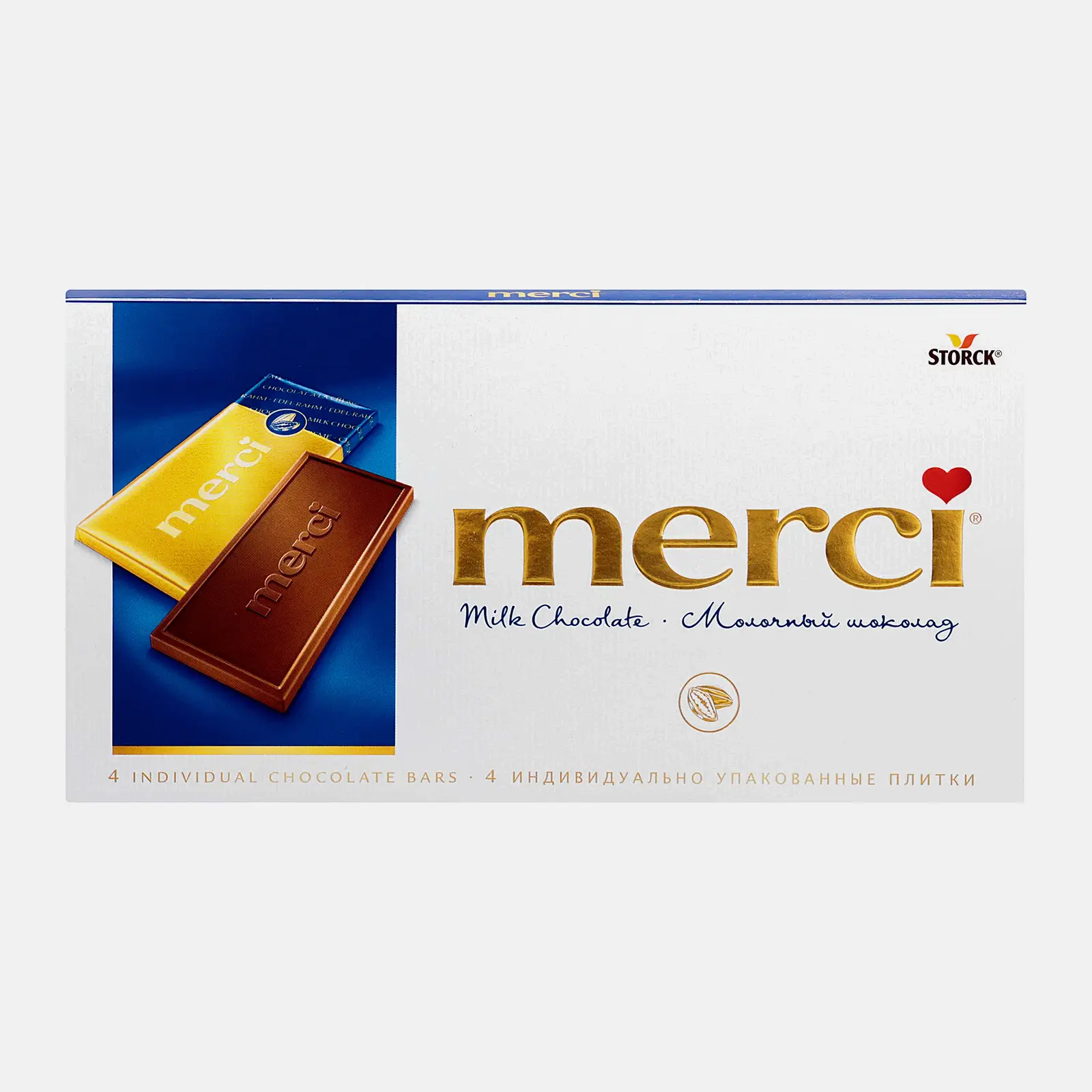 Изображение товара Молочный шоколад Merci 100г - нежный и ароматный вкус с индивидуальной упаковкой