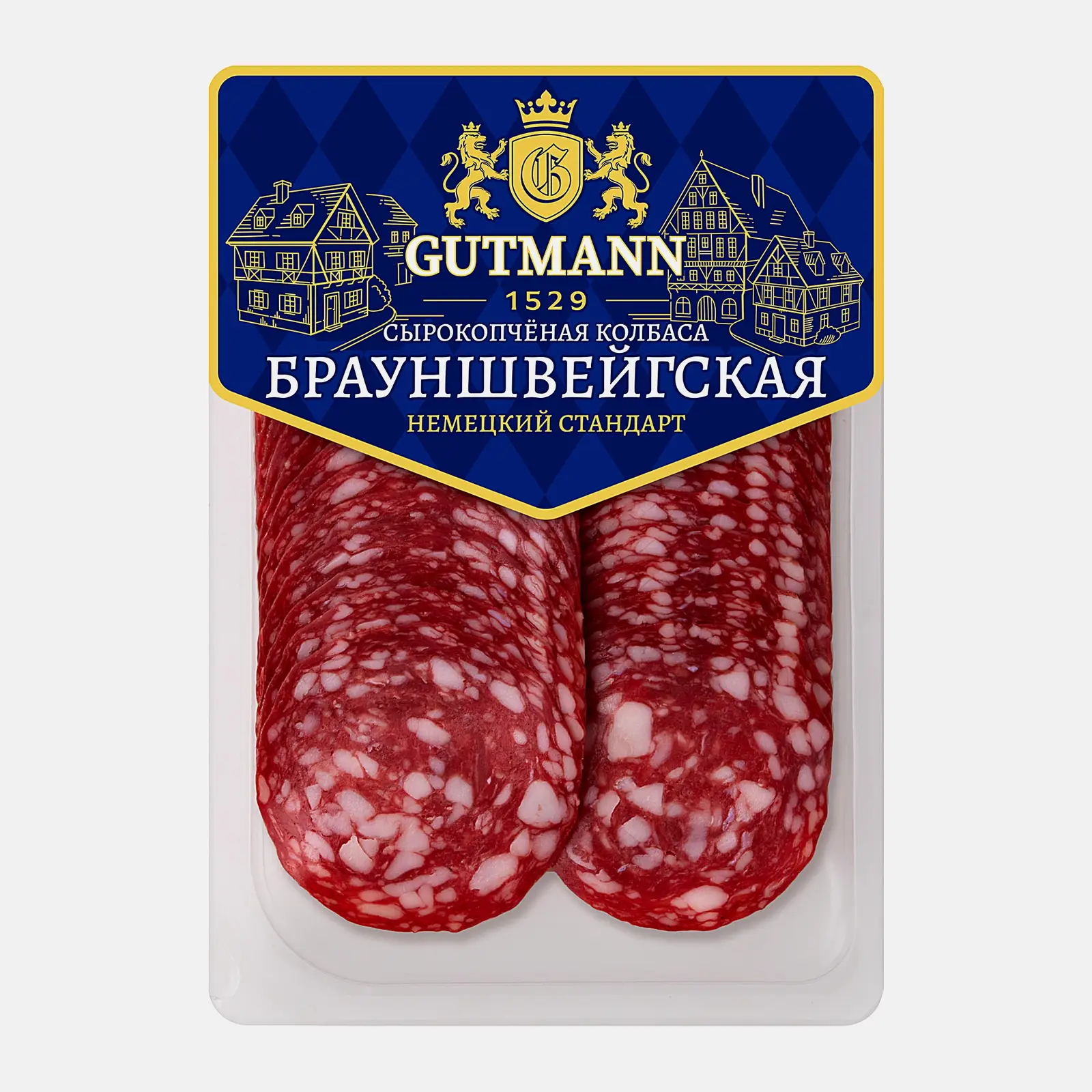 Колбаса Брауншвейгская сырокопченая в нарезке Gutmann 130г