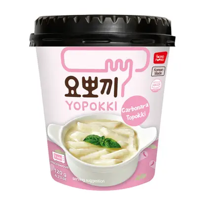Изображение товара Токпокки с соусом карбонара Yopokki 120г быстрое и вкусное блюдо в микроволновке