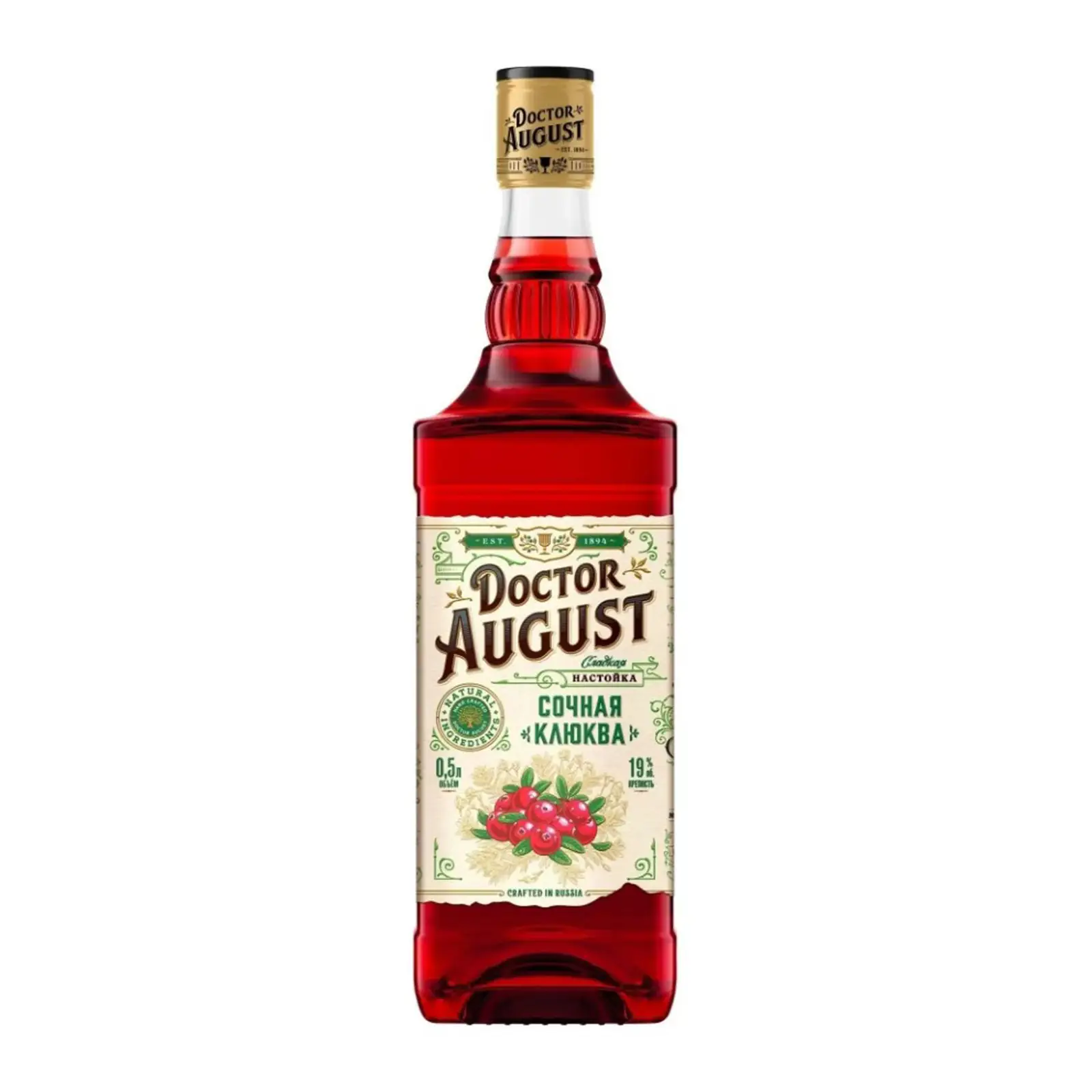 Изображение товара Настойка сладкая с клюквой Doctor August 19% 500мл