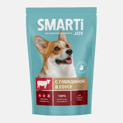Влажный корм для собак с говядиной Smarti Joy 415г