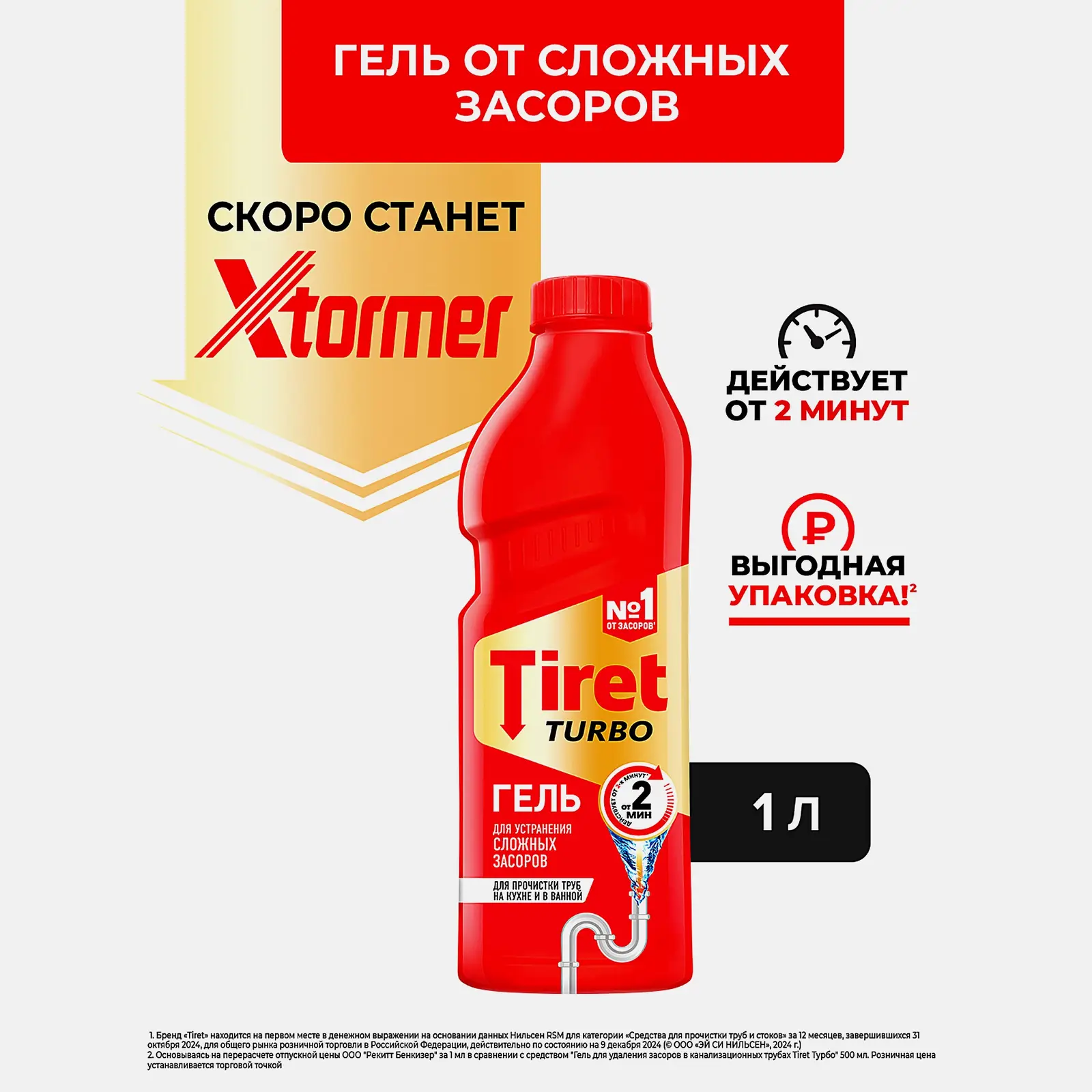Гель для устранения засоров Tiret Turbo 1л - фото 2