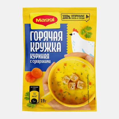 Суп моментального приготовления Горячая кружка куриная с сухариками Maggi 19г