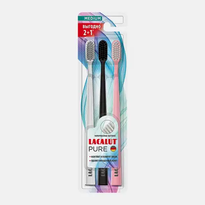 Зубная щетка Lacalut Pure Medium 2+1шт