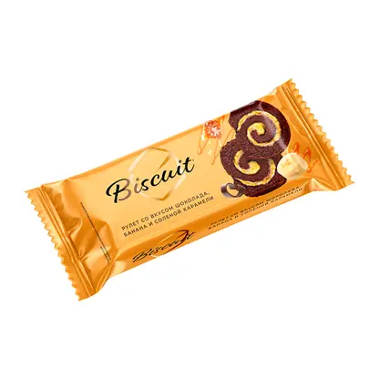 Изображение товара Бисквитный рулет со вкусом шоколада банана и соленой карамели Biscuit 200г