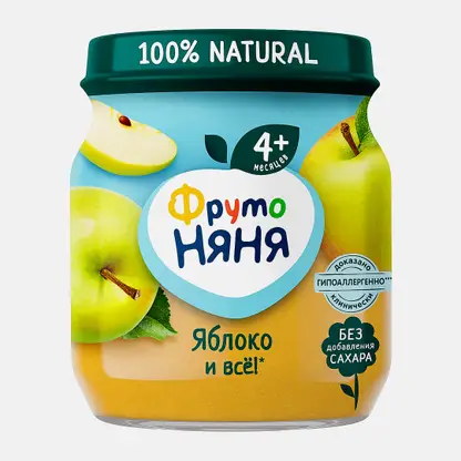 Яблочное пюре с 4 месяцев Фрутоняня 100г