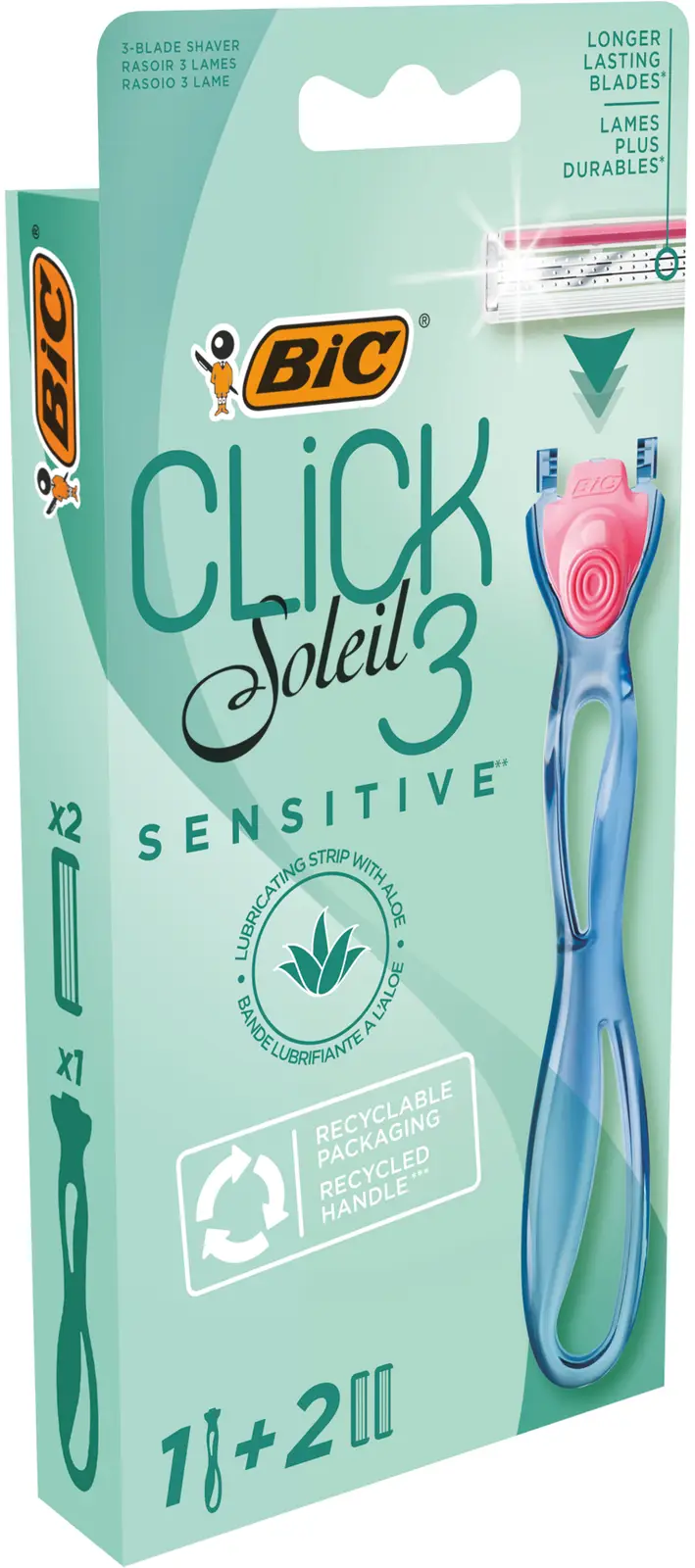 Бритвенная система женская BIC Click 3 Soleil Sensitive 1 ручка 2 кассеты с 3 лезвиями