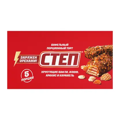 Изображение товара Торт Степ вафельный глазированный с карамелью и орехами 220г Изображение товара Торт Степ вафельный глазированный с карамелью и орехами 220г