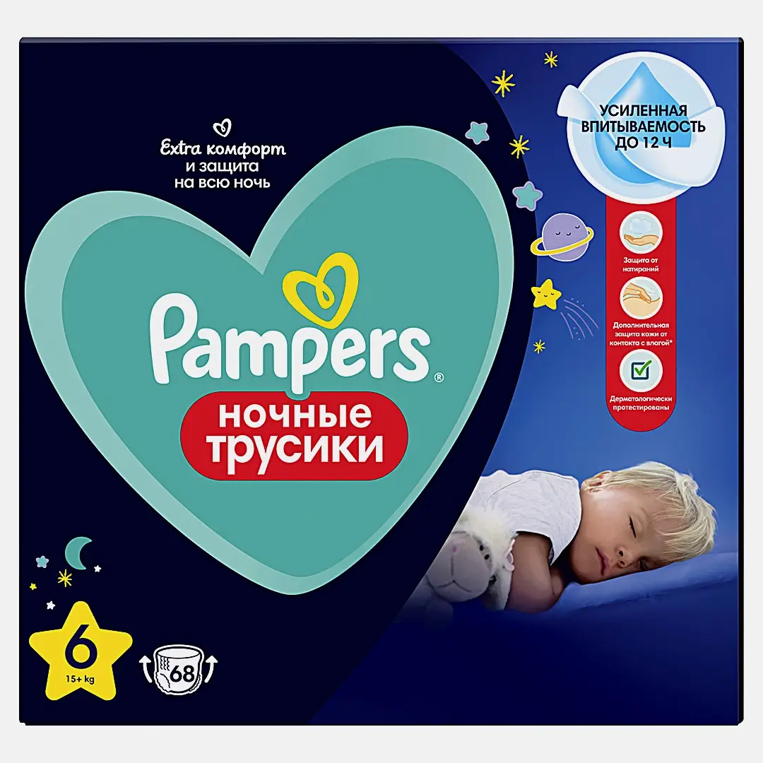 Ночные трусики Extra Large Pampers 68шт