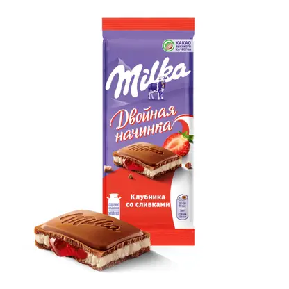 Изображение товара Шоколад Milka молочный Клубника со сливками 80г
