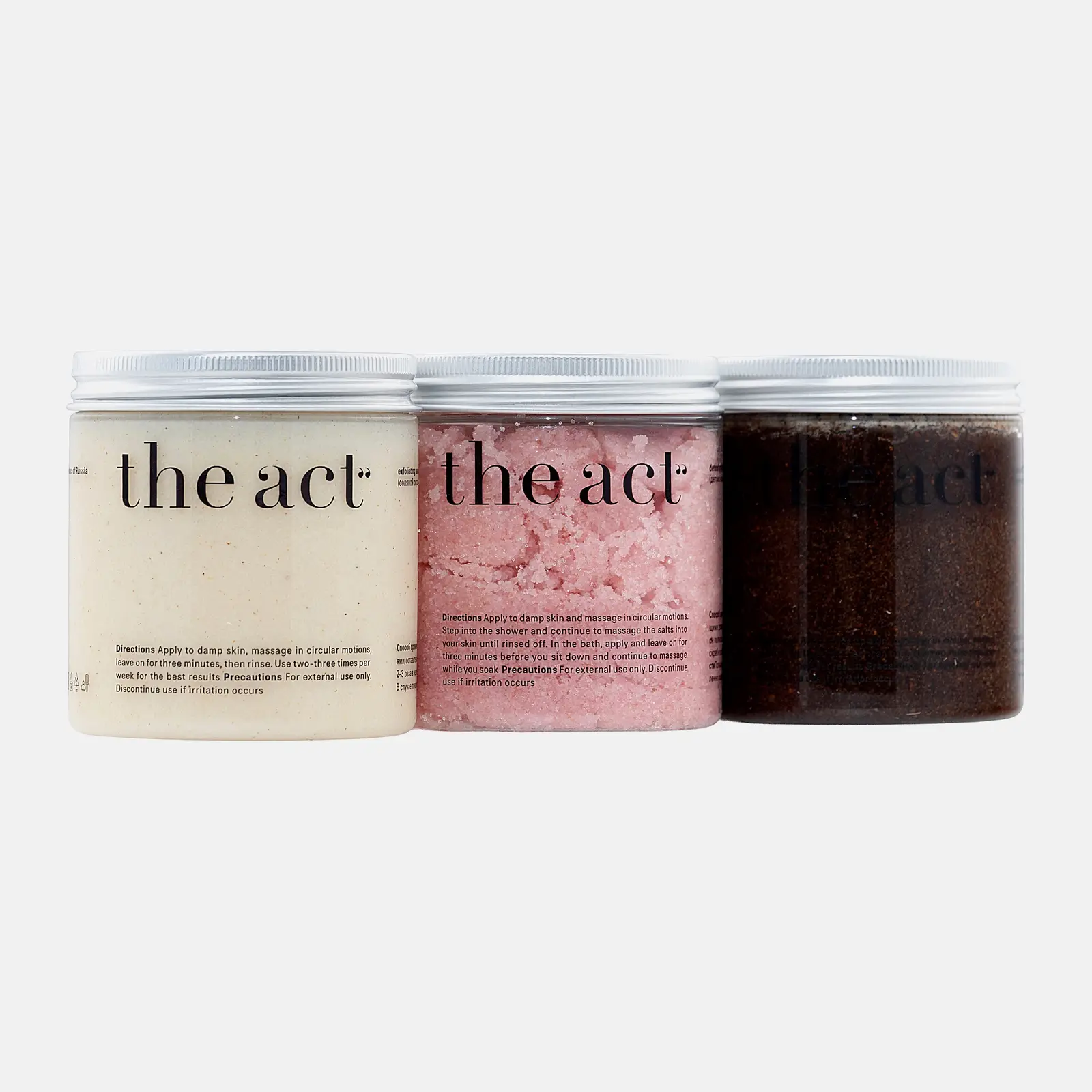 Подарочный набор скрабов для тела The Act Кокос + Шоколад + Грейпфрут 3шт*300г в ассортименте