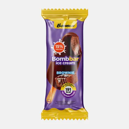 Мороженое Bombbar эскимо в молочном шоколаде со вкусом шоколада Брауни без сахара 70г