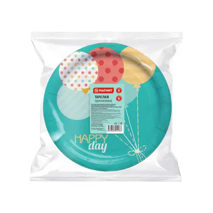 Изображение товара Тарелка магнит картон 230мм 6шт одноразовая