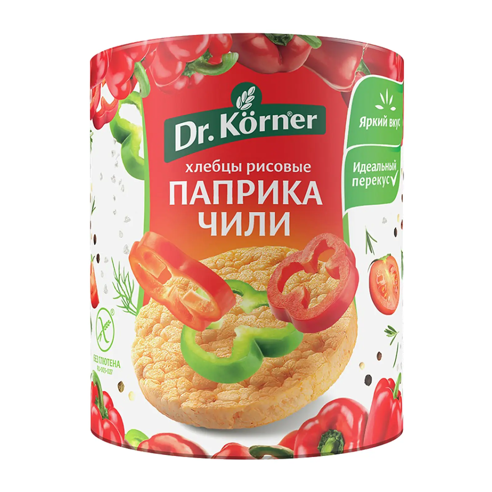 Изображение товара Хрустящие рисовые хлебцы с паприкой и чили Dr. Korner 80г