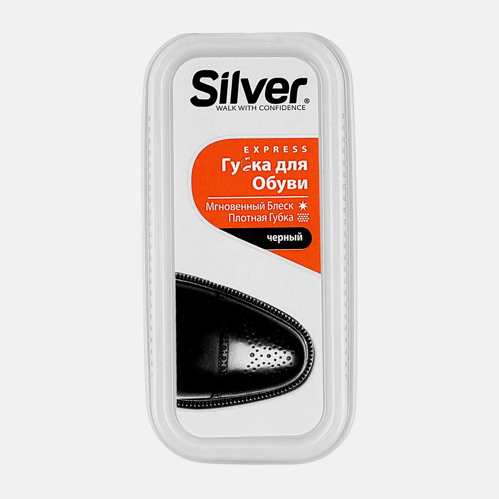 Губка для обуви Silver широкая придающая блеск черный цвет
