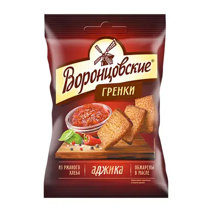 Изображение товара Сухарики-гренки Воронцовские Аджика 60г