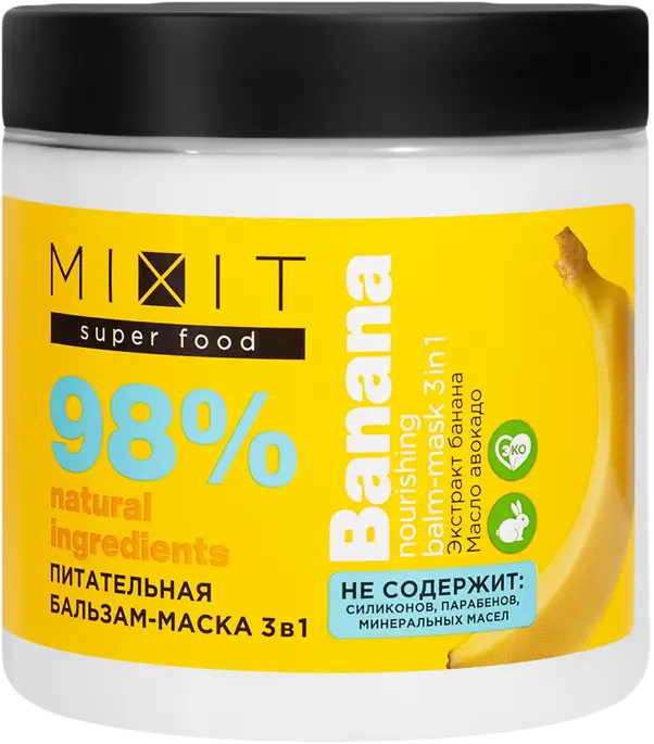 Бальзам-маска для волос Mixit Super Food 3в1 питательная банан 500мл