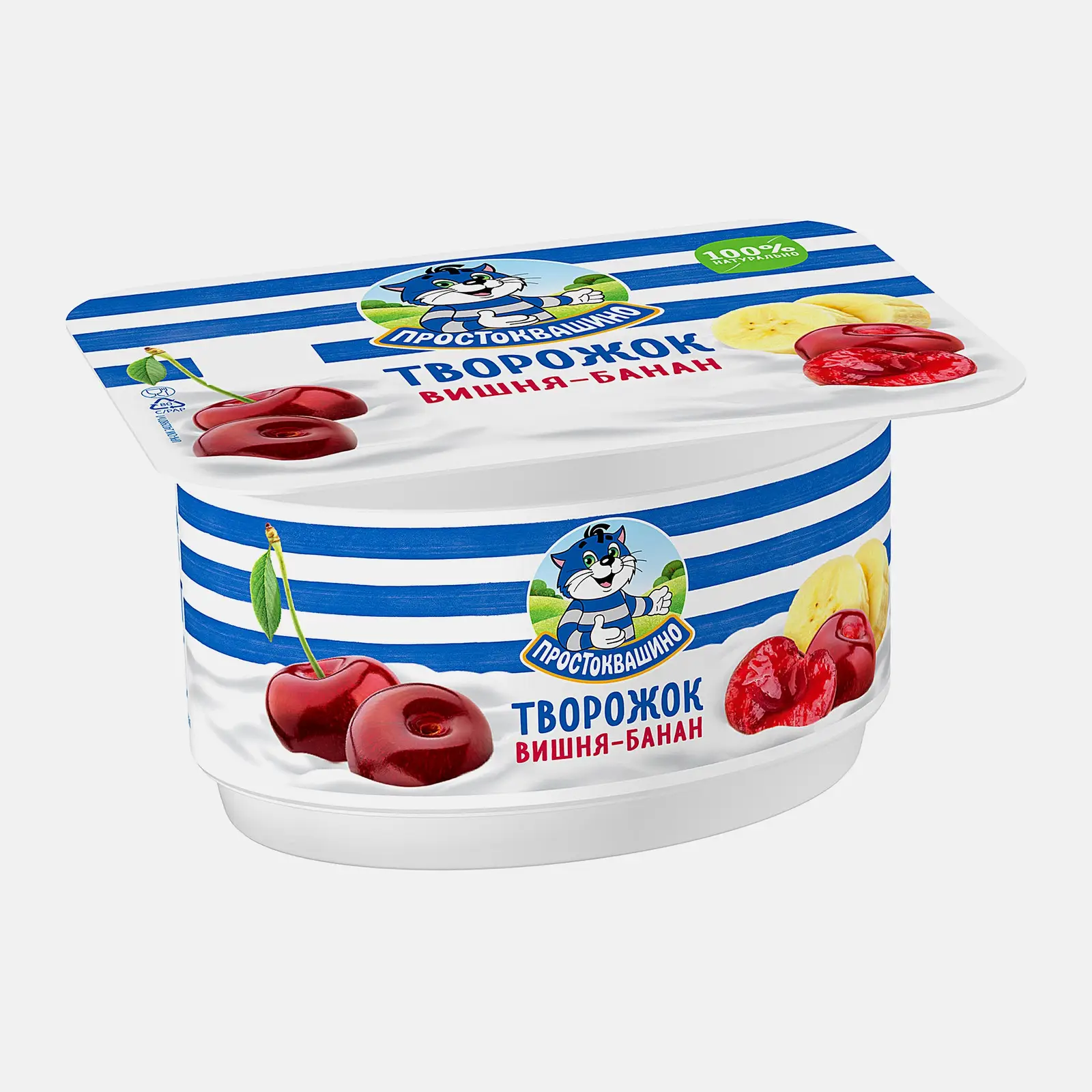 Продукт творожный вишня и банан Простоквашино 3.6% 110г Продукт творожный вишня и банан Простоквашино 3.6% 110г