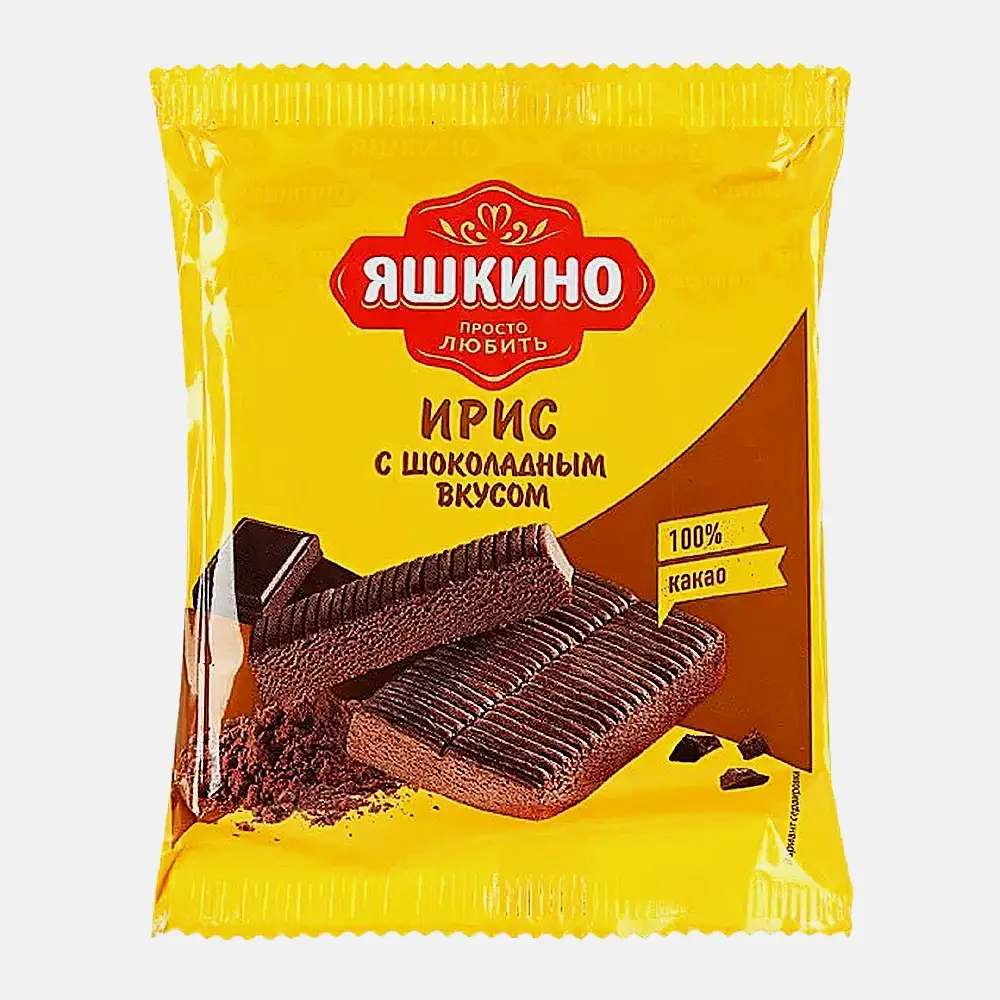 Изображение товара Ирис Яшкино с шоколадным вкусом 140г — жевательные конфеты с натуральным составом