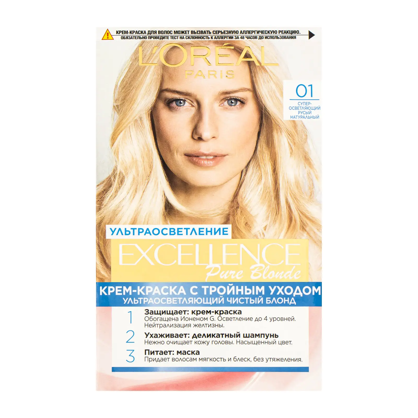 Стойкая крем-краска для волос L’Oréal Paris Excellence оттенок 01 Суперосветляющий русый натуральный