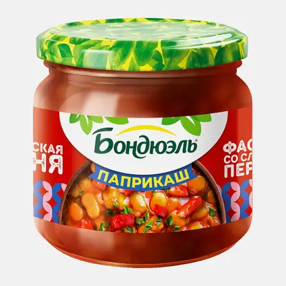 Белая фасоль в соусе со сладким перцем Паприкаш Бондюэль 360г