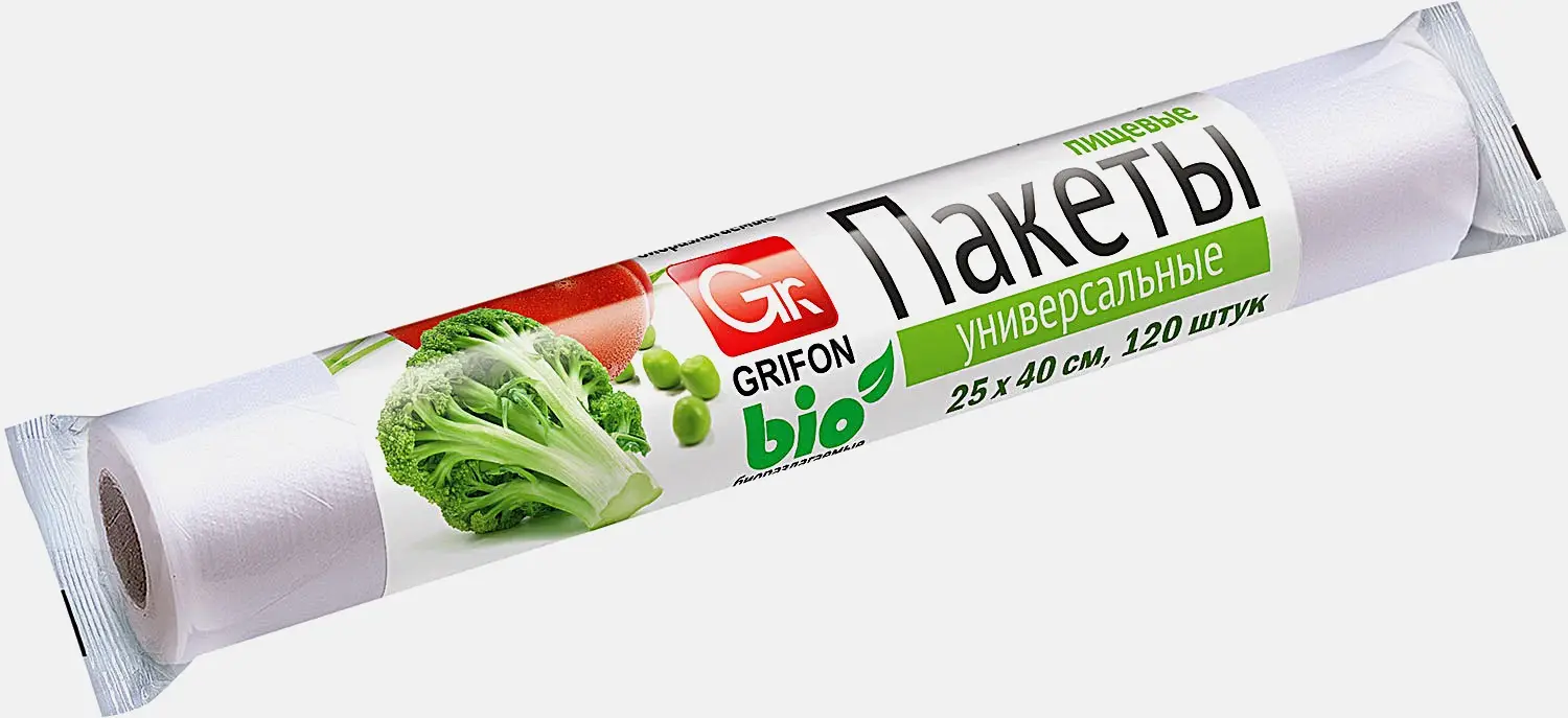 Изображение товара Пакеты для заморозки Grifon Bio 5л 120шт экологичные полиэтилен низкого давления