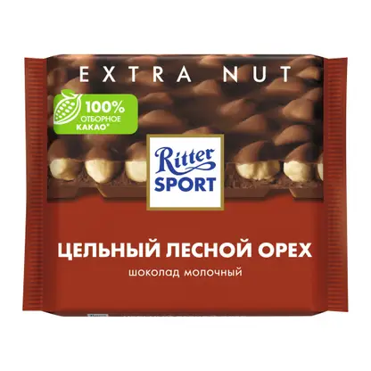 Изображение товара Шоколад Молочный Цельный лесной орех Ritter Sport 100г