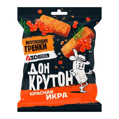 Изображение товара Гренки Дон Крутон пшеничные с ароматом красной икры 55г вкусная закуска Изображение товара Гренки Дон Крутон пшеничные с ароматом красной икры 55г вкусная закуска