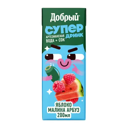 Изображение товара Напиток Добрый Active Kid яблоко малина арбуз 200мл