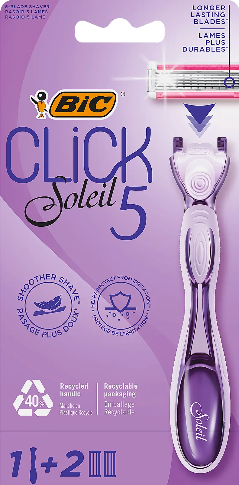 Станок женский Bic Click 5 Soleil 1шт + 2 кассеты Станок женский Bic Click 5 Soleil 1шт + 2 кассеты