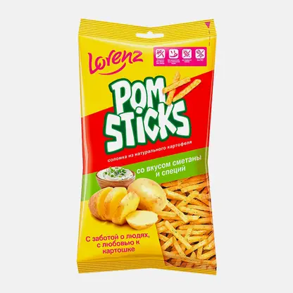 Чипсы картофельные соломкой Pomsticks со вкусом сметаны и специй 100г