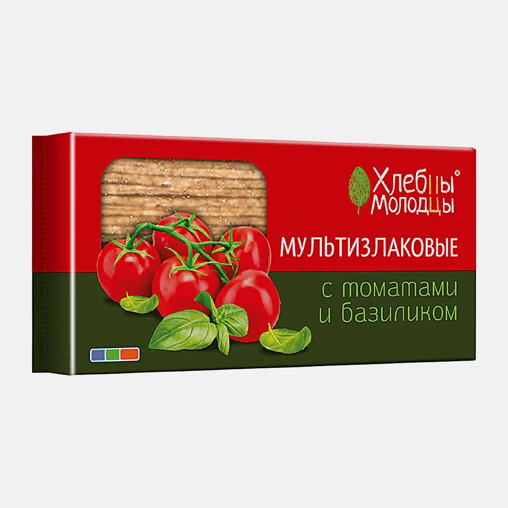Хлебцы Хлебцы молодцы хрустящие мультизлаковые с томатами и базиликом 100г