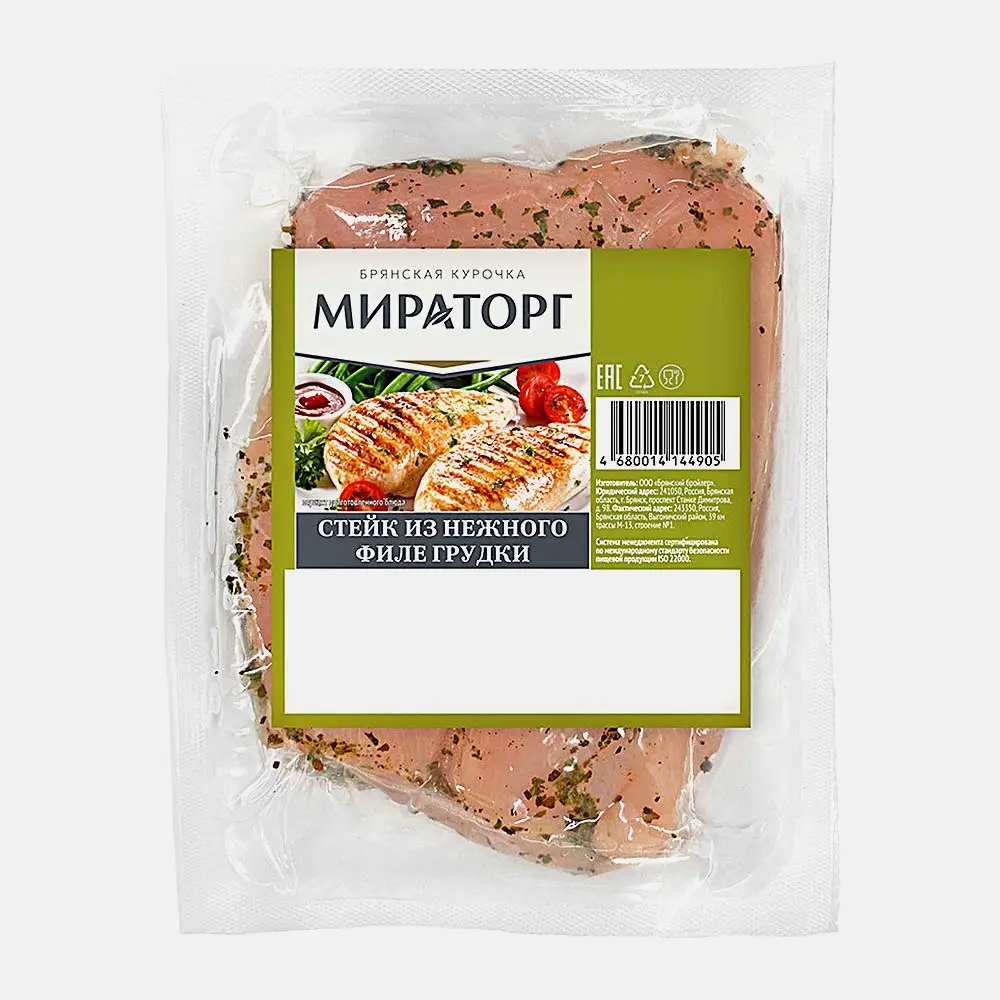 Изображение товара Стейк из нежного филе грудки цыпленка-бройлера Мираторг 450г
