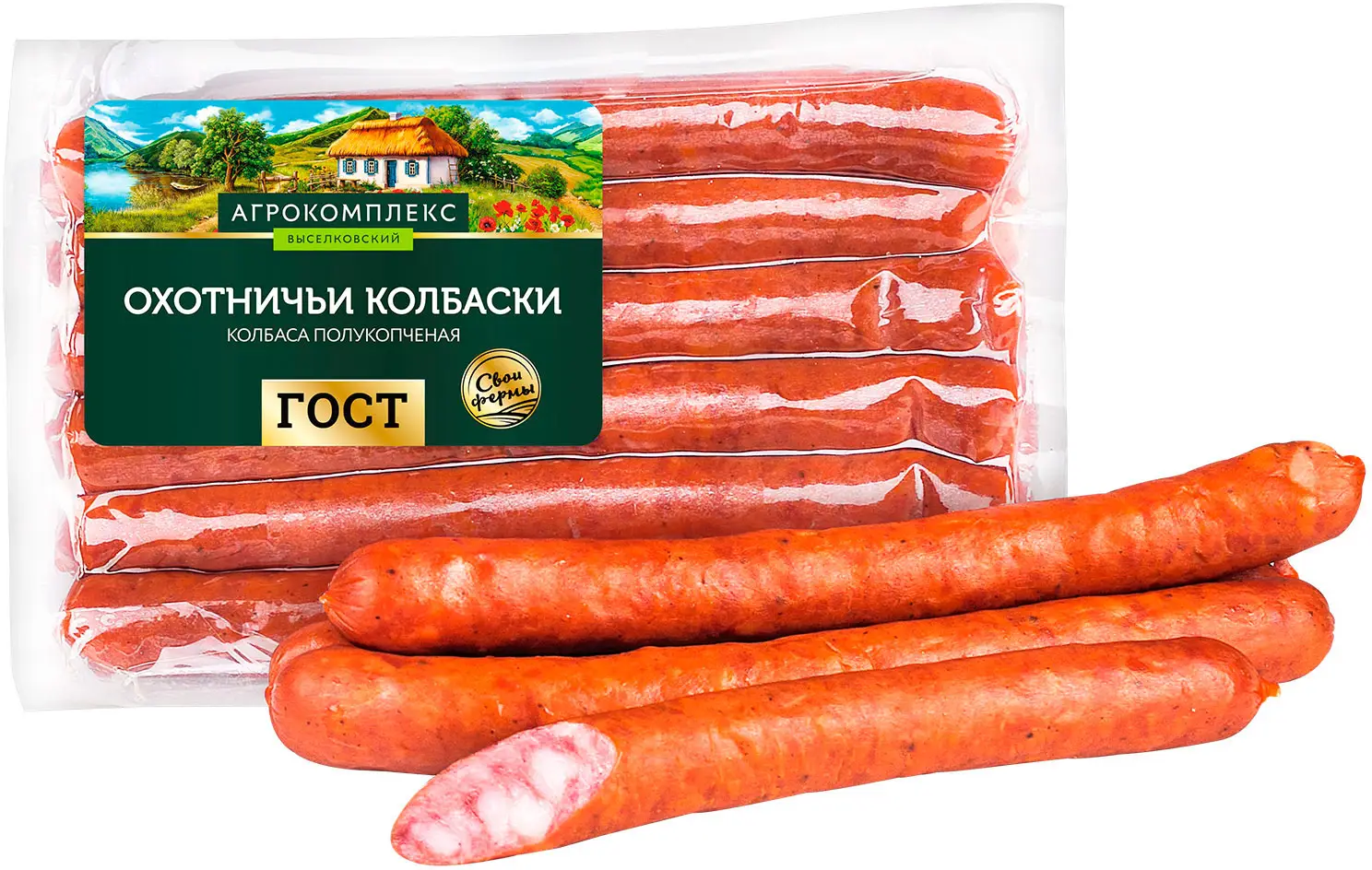 Колбаски Агрокомплекс Охотничьи полукопченые - Магнит-Продукты