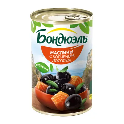 Изображение товара Маслины без косточки с копченым лососем Бондюэль 300г