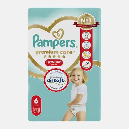Подгузники-трусики Pampers Premium Care pants 6 15кг+ 42шт
