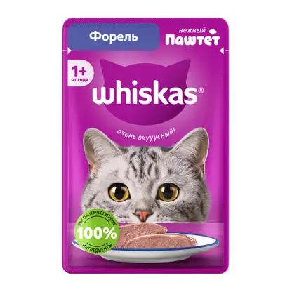 Изображение товара Влажный корм для кошек паштет с форелью Whiskas 75г