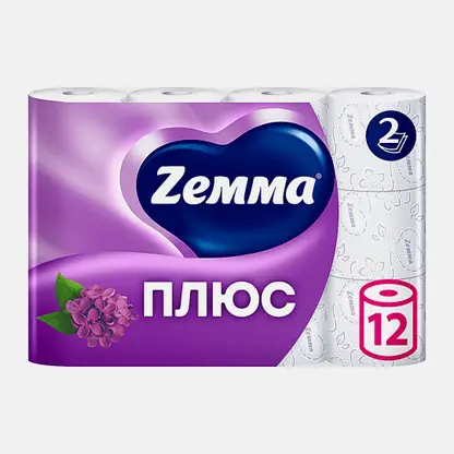 Туалетная бумага Zemma Плюс Сирень 2 слоя 12 рулонов в ассортименте