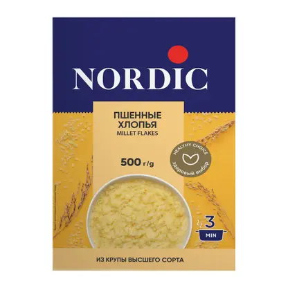 Изображение товара Хлопья Nordic Пшенные 500г - здоровое питание из цельного зерна