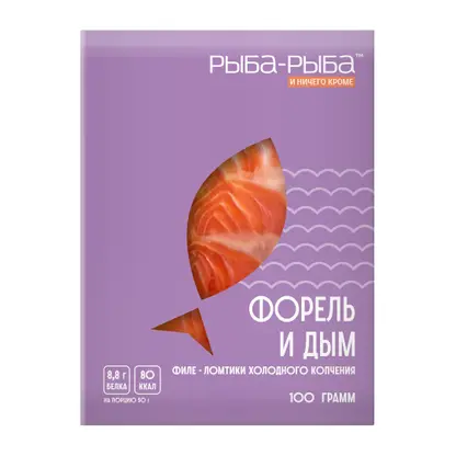 Изображение товара Форель Рыба-рыба радужная холодного копчения филе-ломтики 100г