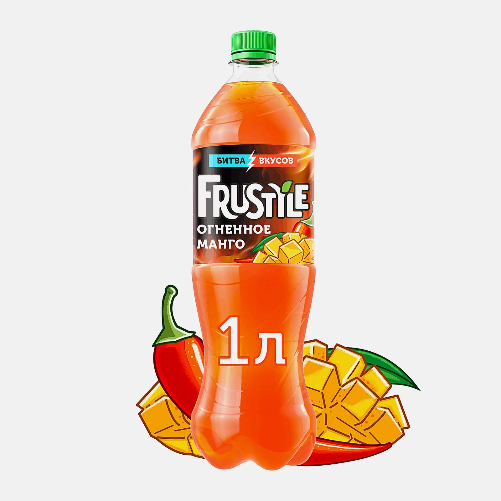 Изображение товара Газированный напиток Frustyle Fire Манго 1 л с ярким вкусом и длительным сроком хранения