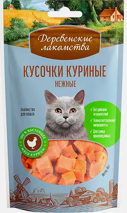 Кусочки куриные для кошек Деревенские Лакомства 45г
