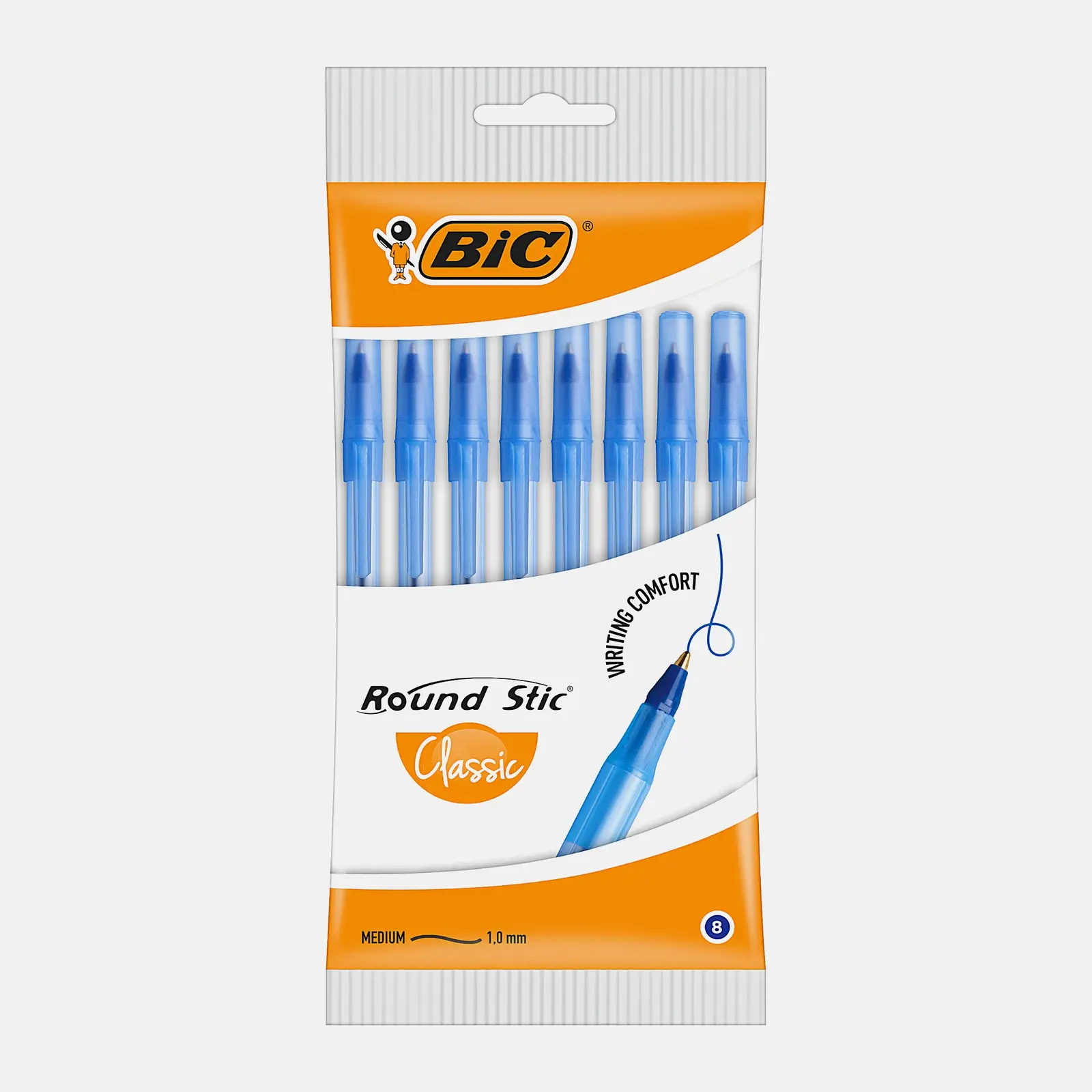 Набор шариковых ручек синие Bic Round Stic Classic 8шт