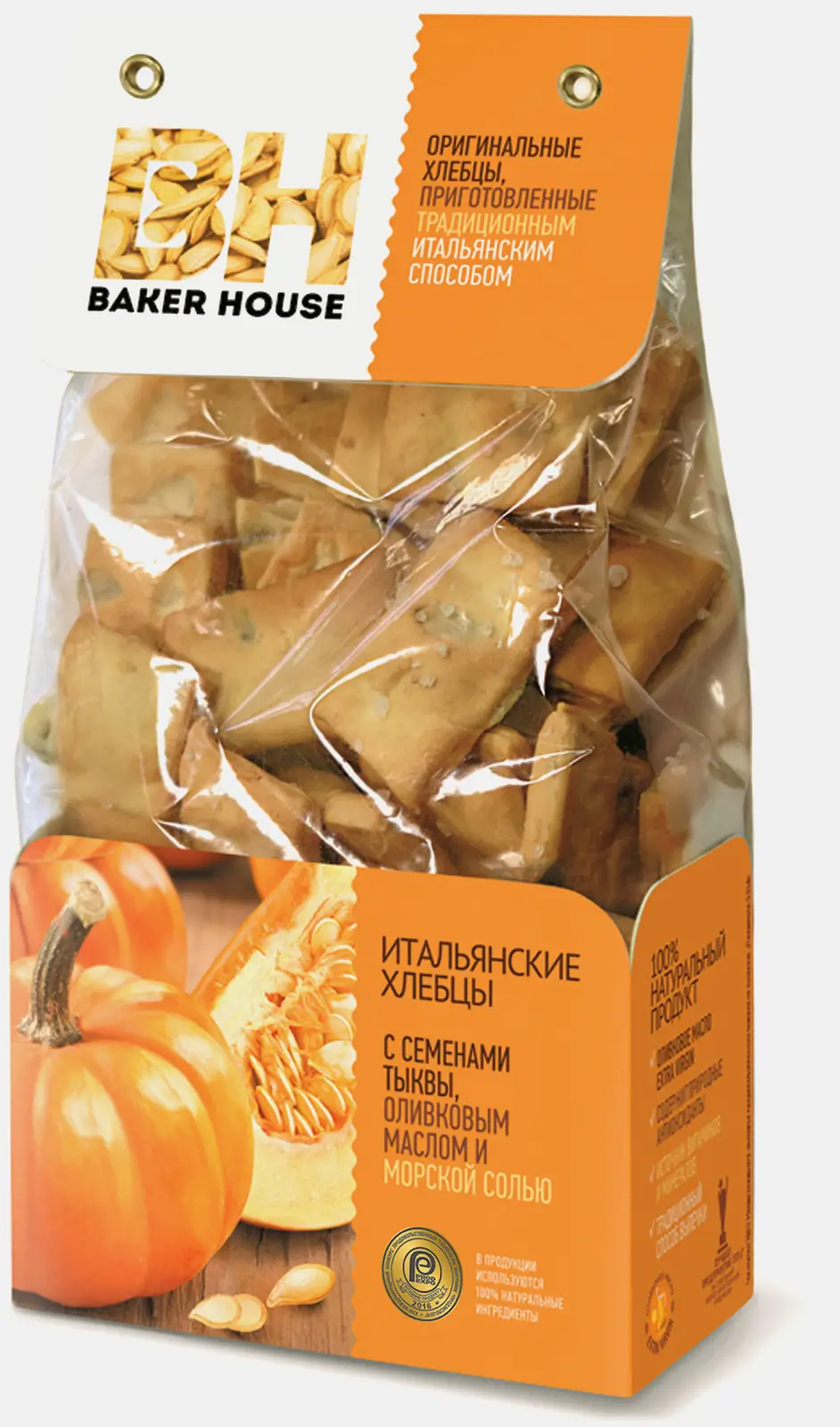 Изображение товара Итальянские хлебцы Baker House с семенами тыквы 250г