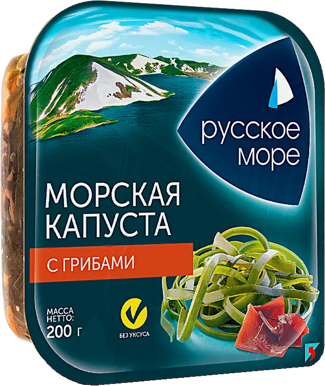 Капуста морская Русское море маринованная по-корейски с грибами 200г Капуста морская Русское море маринованная по-корейски с грибами 200г