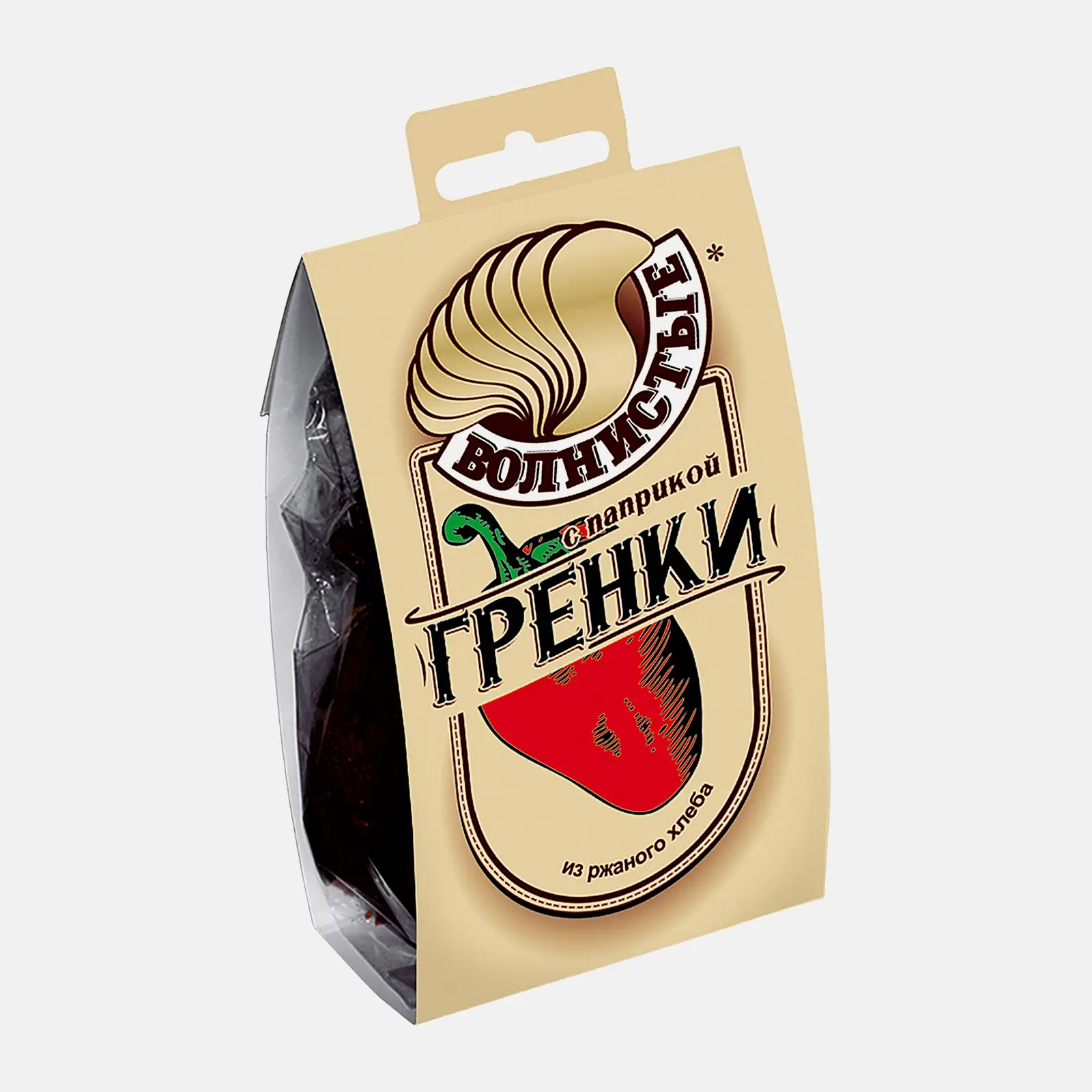 Изображение товара Гренки с паприкой Волнистые 75 г вкусная закуска хрустящая с натуральными специями